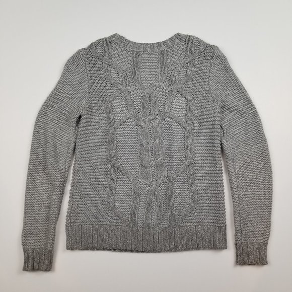 Abercrombie Gray Cable Knit Cozy Crewneck Fisherman Sweater sz S - Picture 6 of 9